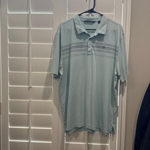 Travis Mathew Sky Blue Polo with Stripe Detail
